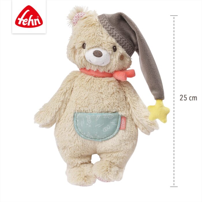 Fehn Kuscheltier Bär – Weicher Teddybär für Neugeborene als Einschlafhilfe - Stofftier zum Greifen, Fühlen – Bild 3