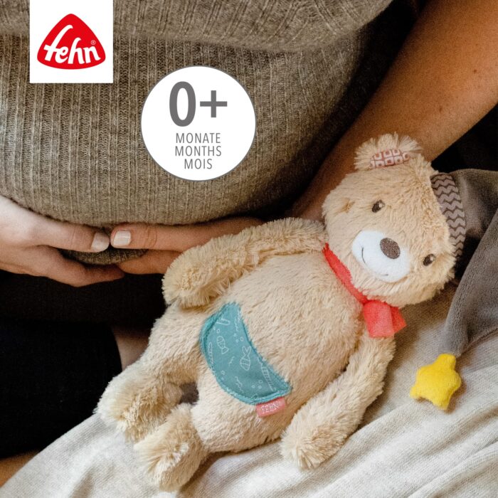 Fehn Kuscheltier Bär – Weicher Teddybär für Neugeborene als Einschlafhilfe - Stofftier zum Greifen, Fühlen – Bild 5